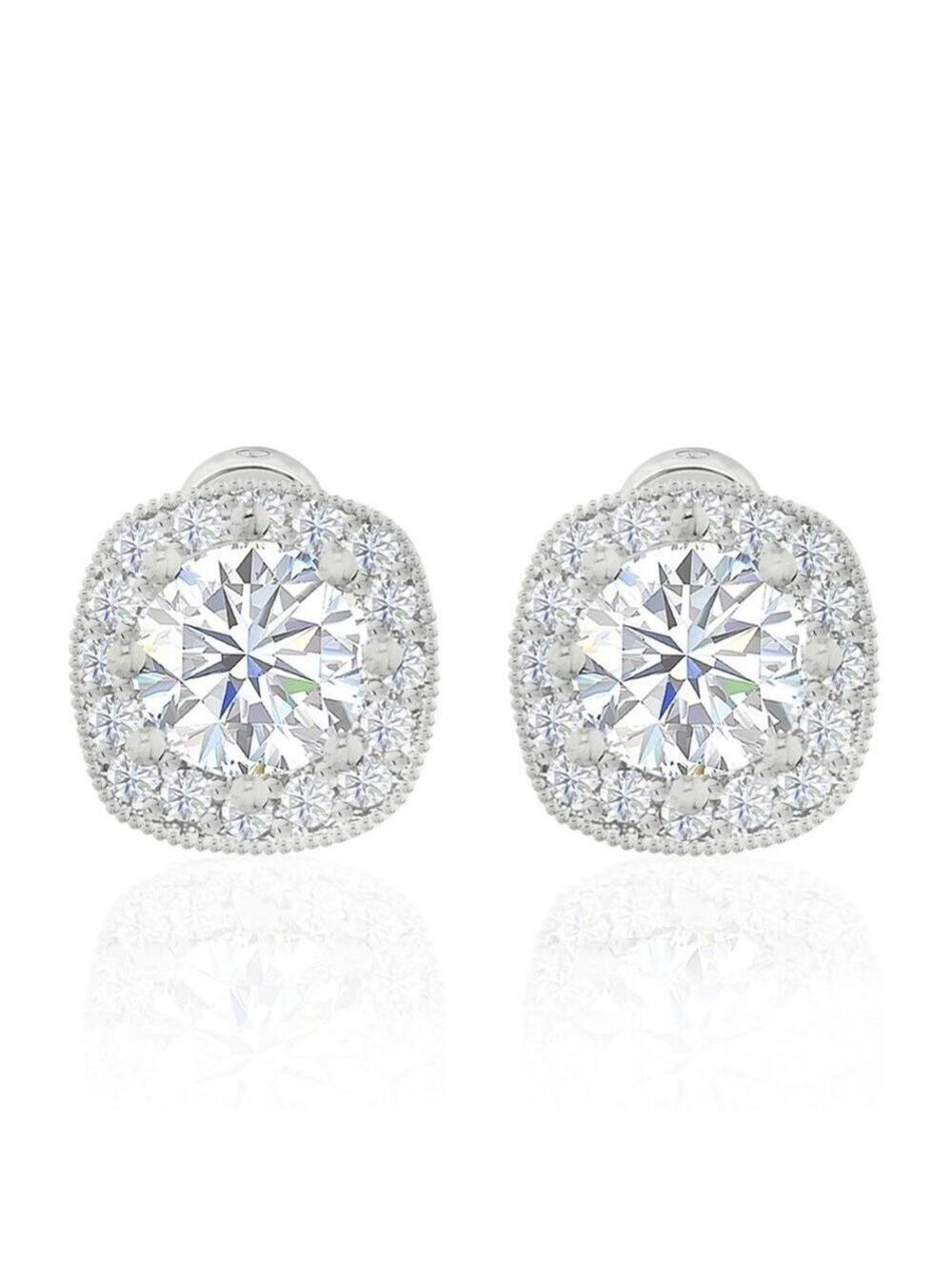Cushion Cut CZ Halo Stud Earrings by Zaxie | NEW
